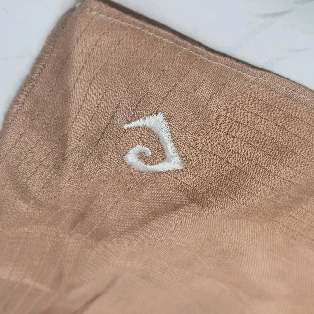 Vintage Mens Monogram Pocket Square Handkerchief Letter J Tan Taupe Embroidered - Picture 5 of 8